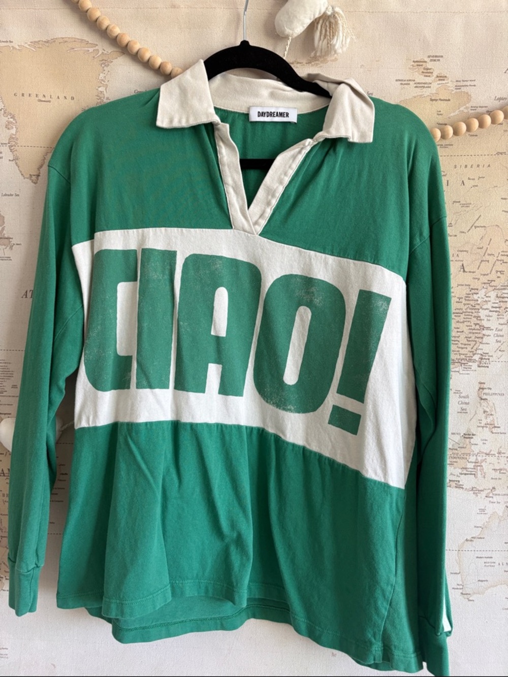 Daydreamer Green "CIAO!" Long Sleeve Rugby Tee